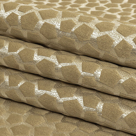 British Imported Gold Satin-Faced Pentagonal Drapery Jacquard