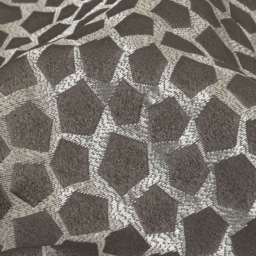 British Imported Graphite Satin-Faced Pentagonal Drapery Jacquard