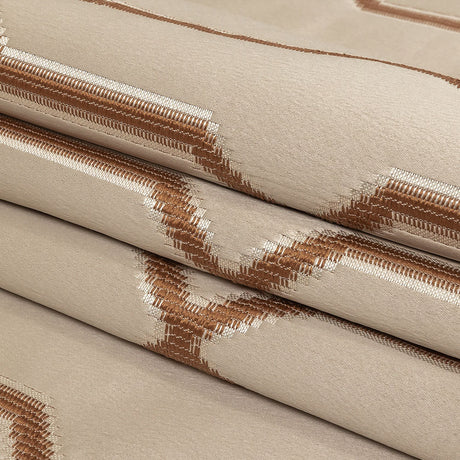 British Imported Copper Satin-Faced Geometric Drapery Jacquard