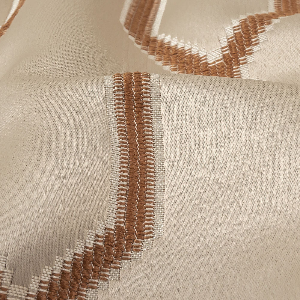 British Imported Copper Satin-Faced Geometric Drapery Jacquard
