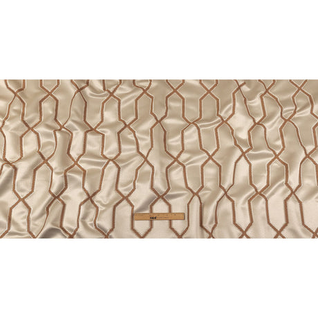 British Imported Copper Satin-Faced Geometric Drapery Jacquard