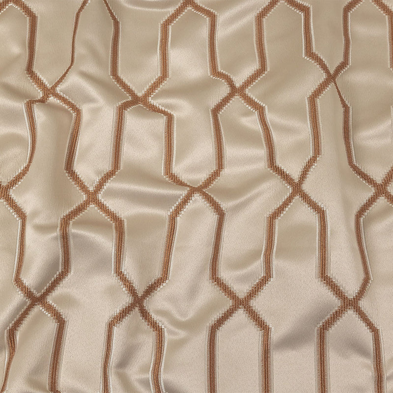 British Imported Copper Satin-Faced Geometric Drapery Jacquard