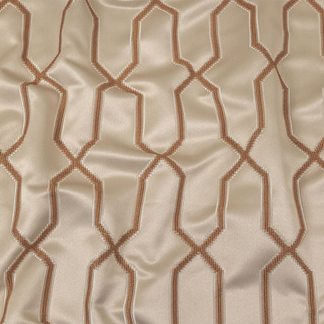 British Imported Copper Satin-Faced Geometric Drapery Jacquard