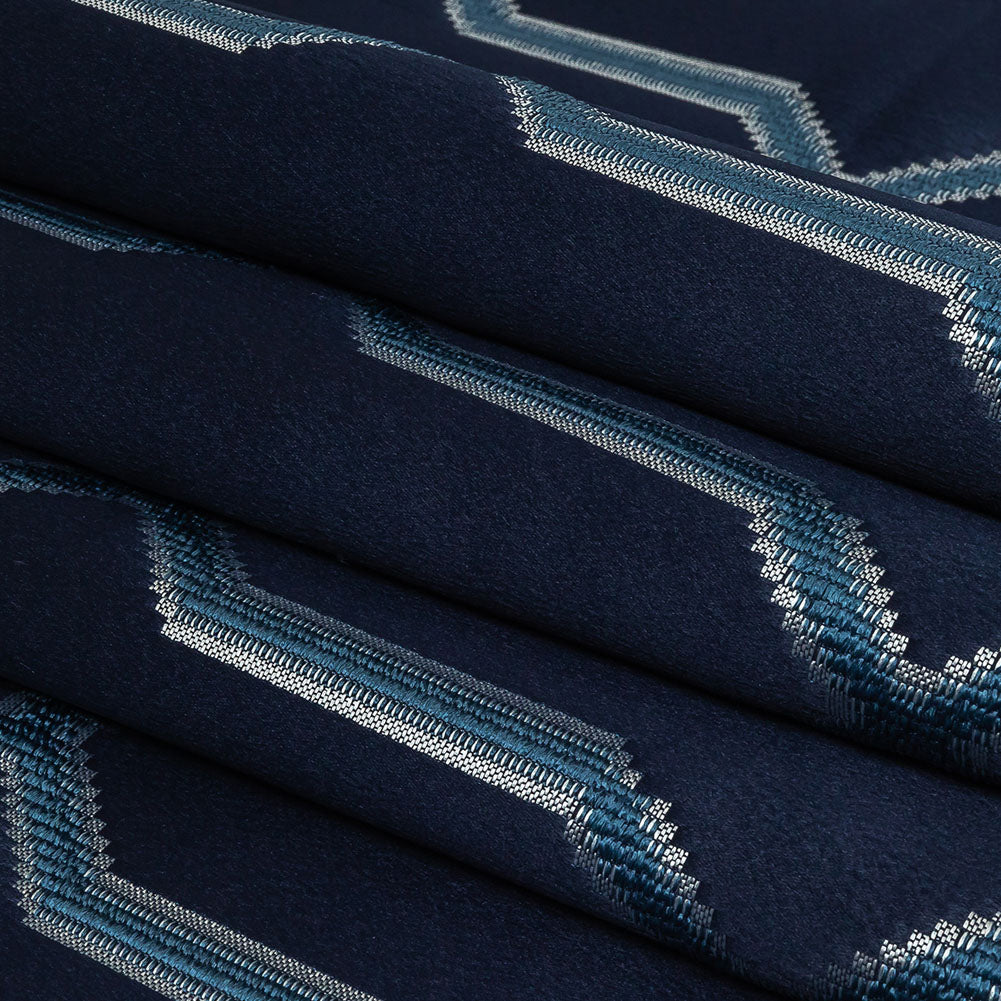 British Imported Ink Satin-Faced Geometric Drapery Jacquard