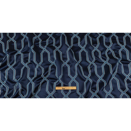 British Imported Ink Satin-Faced Geometric Drapery Jacquard