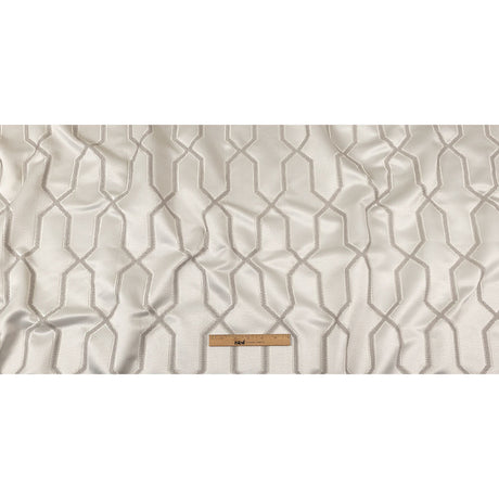 British Imported Platinum Satin-Faced Geometric Drapery Jacquard