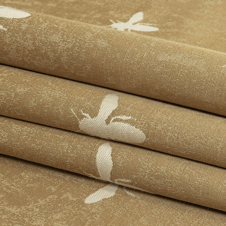 Slubbed Drapery Jacquard - Gold Buzzing Bees - British Imported