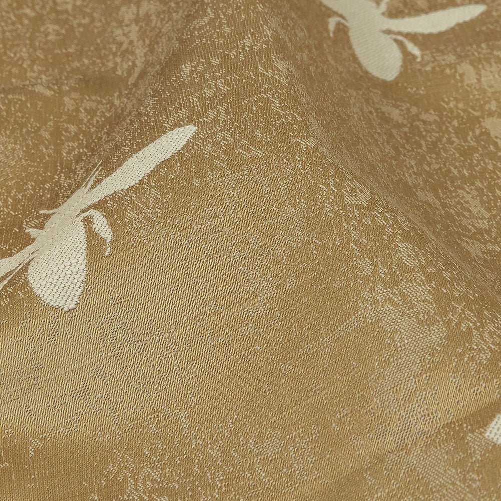 Slubbed Drapery Jacquard - Gold Buzzing Bees - British Imported