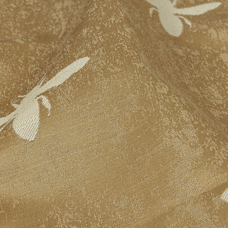 Slubbed Drapery Jacquard - Gold Buzzing Bees - British Imported