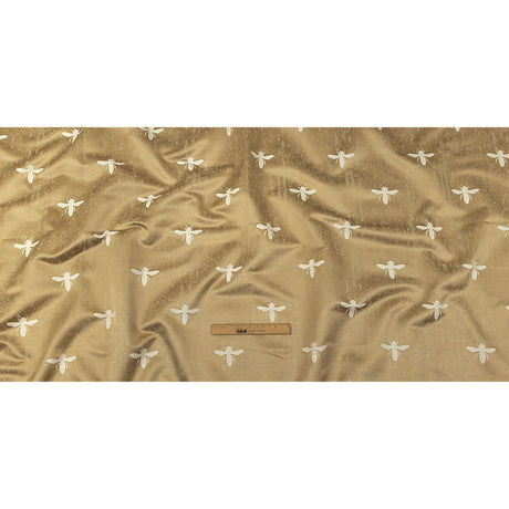 Slubbed Drapery Jacquard - Gold Buzzing Bees - British Imported
