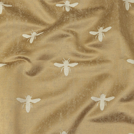 Slubbed Drapery Jacquard - Gold Buzzing Bees - British Imported