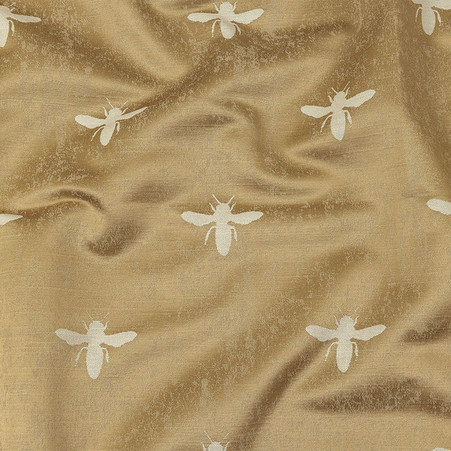Slubbed Drapery Jacquard - Gold Buzzing Bees - British Imported