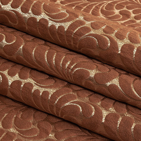 Satin-Faced Jacquard - Clay Fern Leaves - British Imported