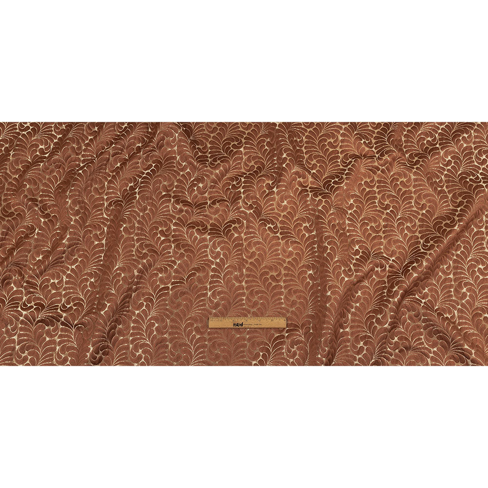 Satin-Faced Jacquard - Clay Fern Leaves - British Imported
