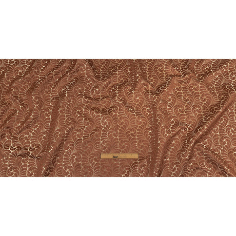 Satin-Faced Jacquard - Clay Fern Leaves - British Imported