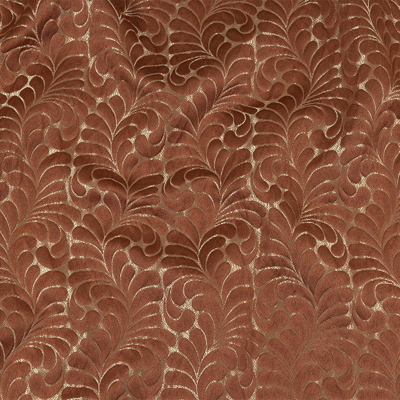 Satin-Faced Jacquard - Clay Fern Leaves - British Imported
