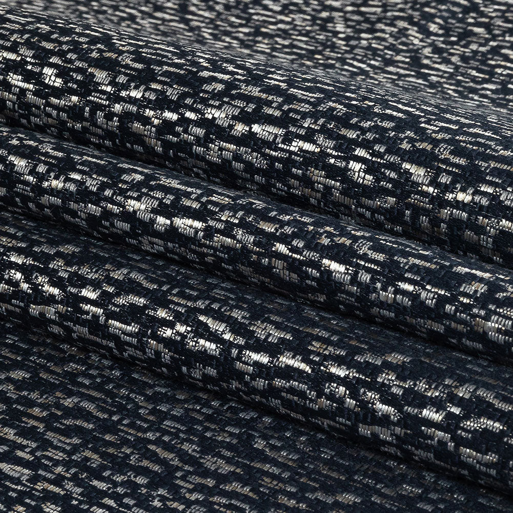 Metallic Drapery Jacquard - Sapphire Digital Spots - British Imported