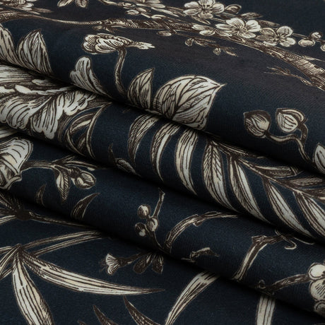 Polyester Microvelvet Print - Ocean Birds Perched in Paradise Florals - British Imported