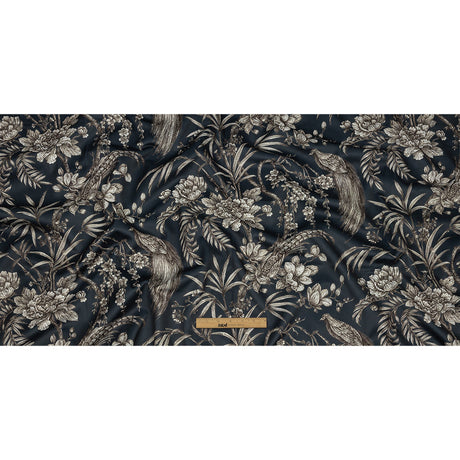 Polyester Microvelvet Print - Ocean Birds Perched in Paradise Florals - British Imported
