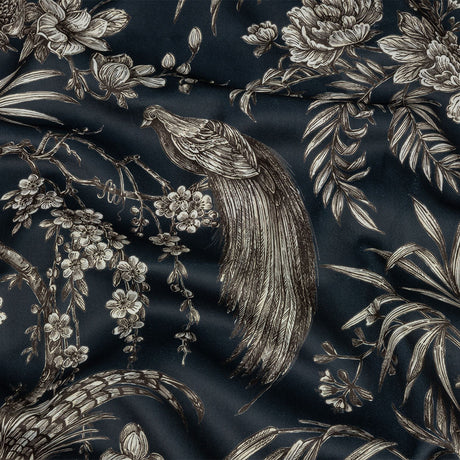 Polyester Microvelvet Print - Ocean Birds Perched in Paradise Florals - British Imported