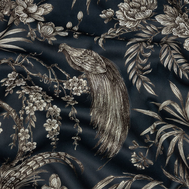 Polyester Microvelvet Print - Ocean Birds Perched in Paradise Florals - British Imported