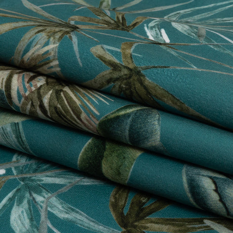 Polyester Microvelvet Print - Teal Tropical Birds and Butterflies - British Imported
