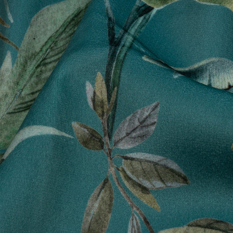 Polyester Microvelvet Print - Teal Tropical Birds and Butterflies - British Imported
