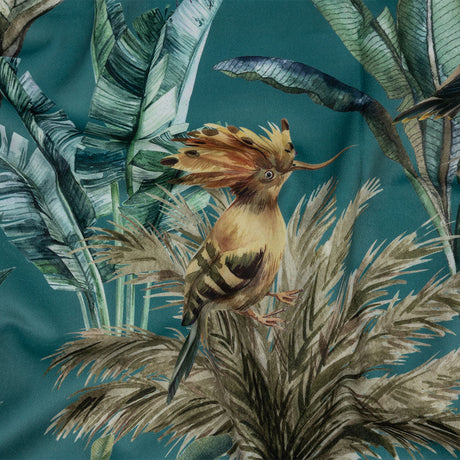 Polyester Microvelvet Print - Teal Tropical Birds and Butterflies - British Imported