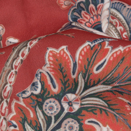 Polyester Microvelvet Print - Crimson Jacobean Floral - British Imported