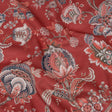 Polyester Microvelvet Print - Crimson Jacobean Floral - British Imported