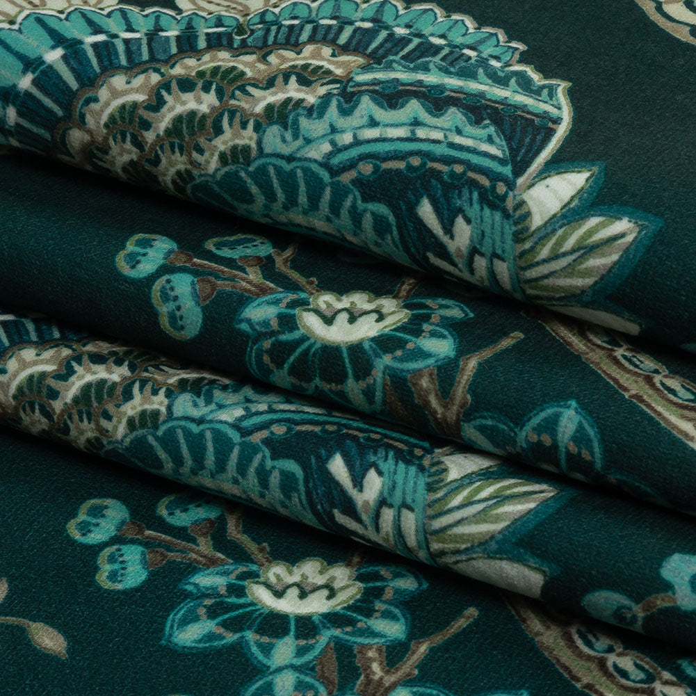 Polyester Microvelvet Print - River Jacobean Floral - British Imported