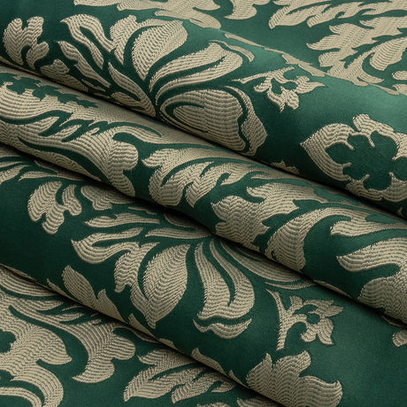Drapery Jacquard - Emerald Leafy Damask - British Imported