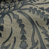 Drapery Jacquard - Graphite Leafy Damask - British Imported