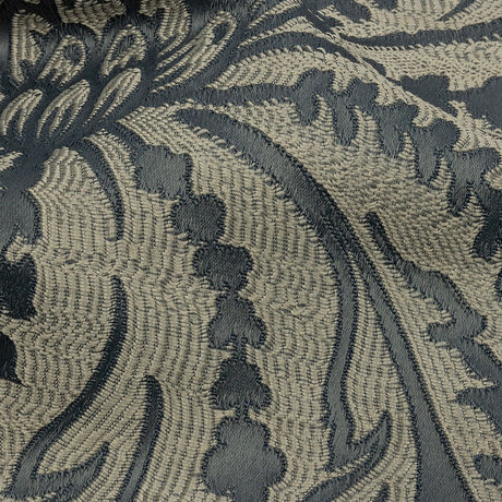 Drapery Jacquard - Graphite Leafy Damask - British Imported