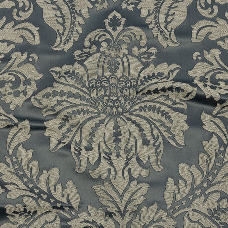Drapery Jacquard - Graphite Leafy Damask - British Imported
