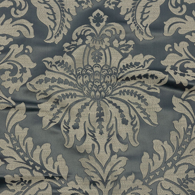 Drapery Jacquard - Graphite Leafy Damask - British Imported