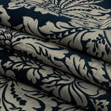 Drapery Jacquard - Ink Leafy Damask - British Imported