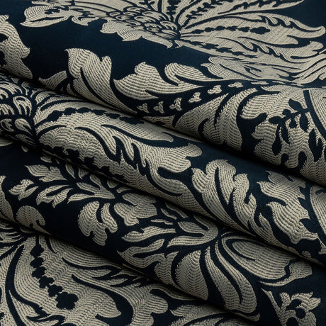 Drapery Jacquard - Ink Leafy Damask - British Imported