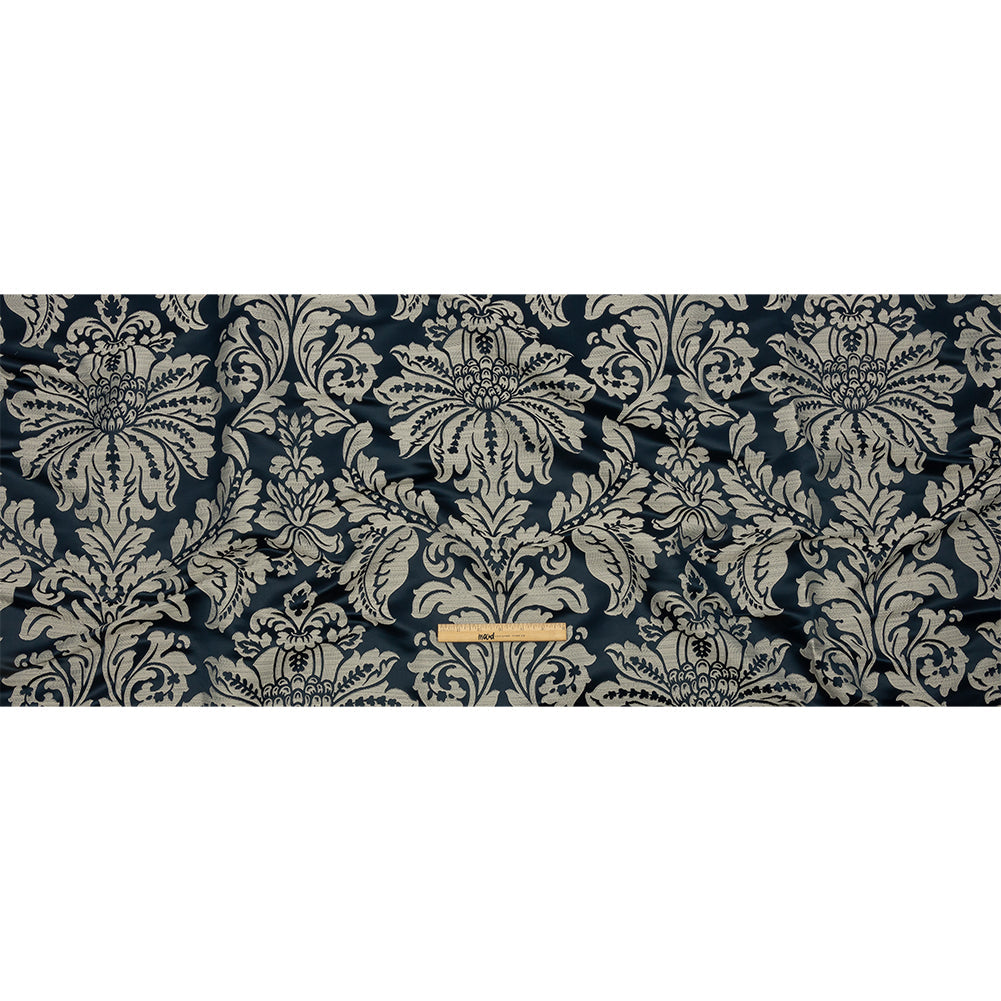 Drapery Jacquard - Ink Leafy Damask - British Imported