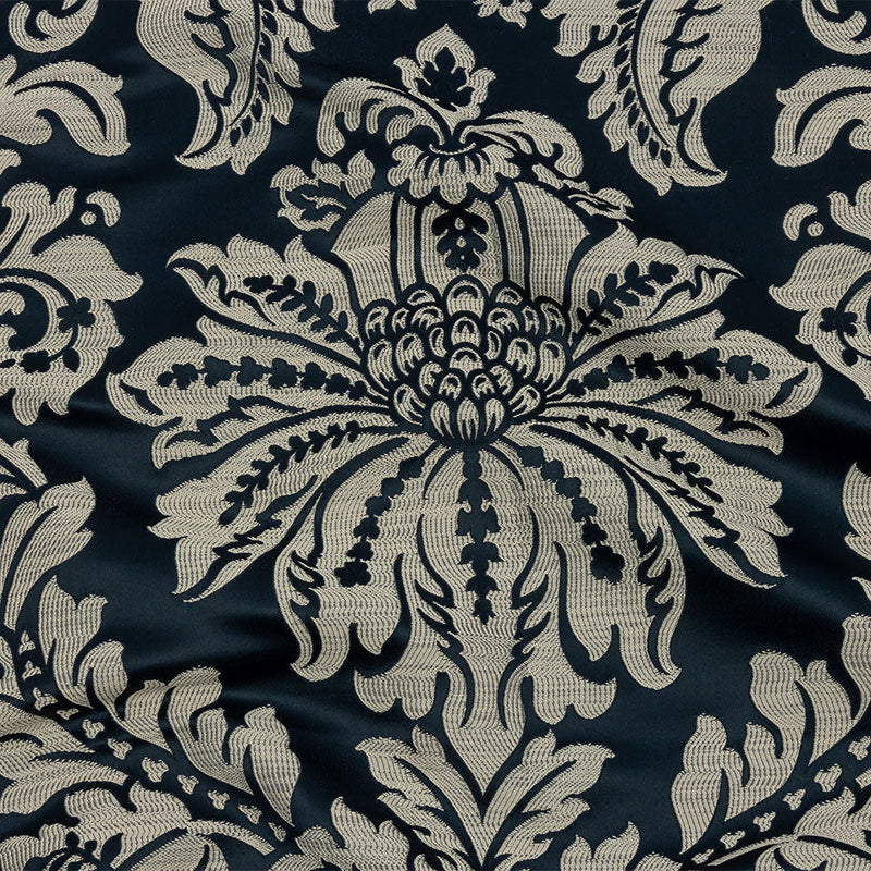 Drapery Jacquard - Ink Leafy Damask - British Imported