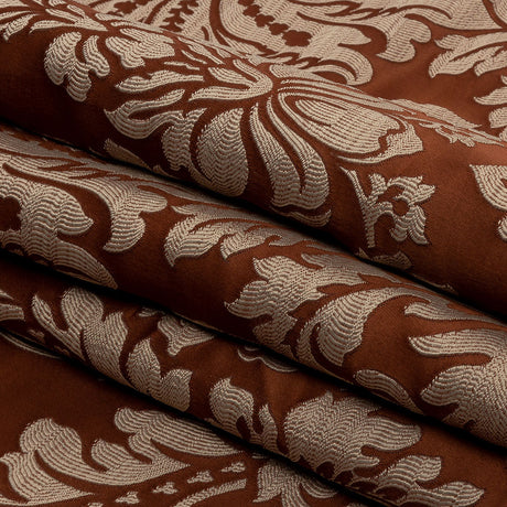 Drapery Jacquard - Rust Leafy Damask - British Imported