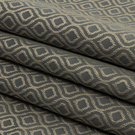 Drapery Jacquard - Graphite Simple Ogees - British Imported