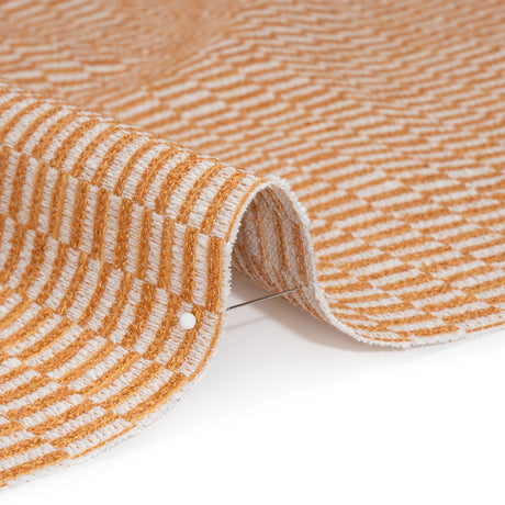 Textured Polyester and Cotton Woven - Tangerine Rectangle Checks - British Imported