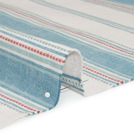Cotton and Recycled Polyester Woven - Denim Tactile Stripes - British Imported