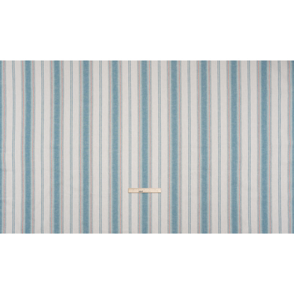 Cotton and Recycled Polyester Woven - Denim Tactile Stripes - British Imported
