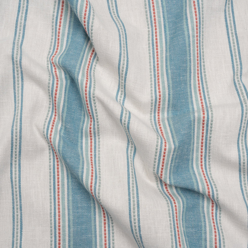 Cotton and Recycled Polyester Woven - Denim Tactile Stripes - British Imported