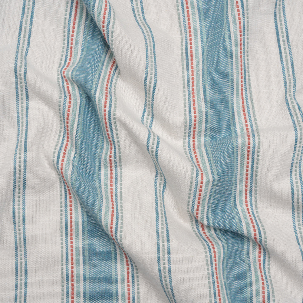 Cotton and Recycled Polyester Woven - Denim Tactile Stripes - British Imported