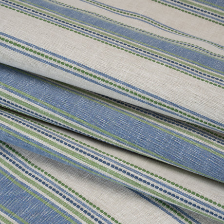 Cotton and Recycled Polyester Woven - Indigo Tactile Stripes - British Imported