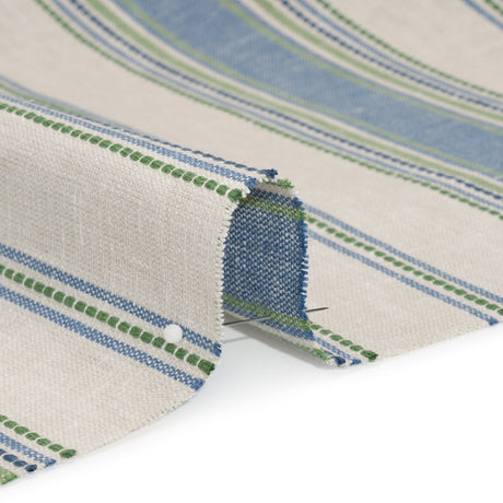Cotton and Recycled Polyester Woven - Indigo Tactile Stripes - British Imported