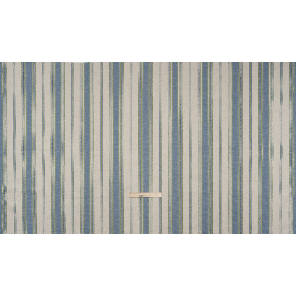 Cotton and Recycled Polyester Woven - Indigo Tactile Stripes - British Imported